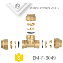 EM-F-B049 Brass 3 way Compression Pipe For Spain Copper Tee PEX Fitting